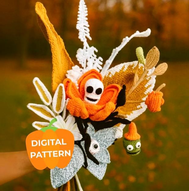 Zombie Flower Bouquet Crochet PATTERN Halloween Bundle