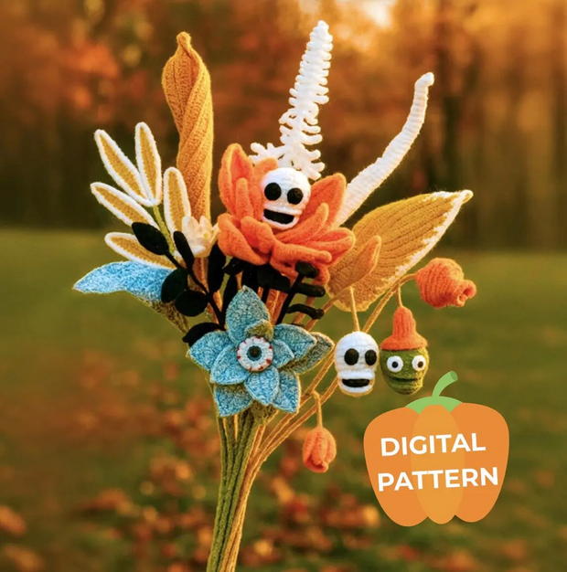 Zombie Flower Bouquet Crochet PATTERN Halloween Bundle