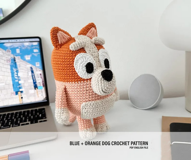 Blue + Orange dog crochet pattern