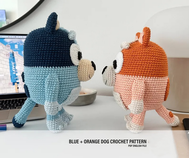Blue + Orange dog crochet pattern