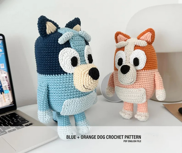Blue + Orange dog crochet pattern