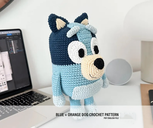 Blue + Orange dog crochet pattern