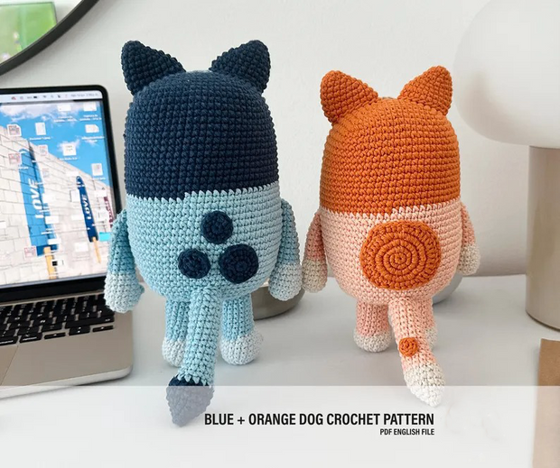Blue + Orange dog crochet pattern
