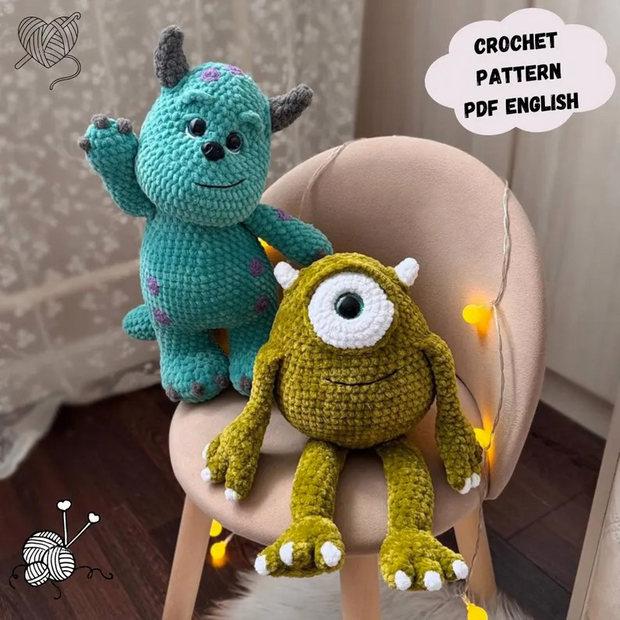 3 in 1 Boo and Mike Wazowsk and Sullivan Crochet Pattern