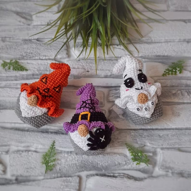 Set of 3 crochet pattern Halloween gnomes