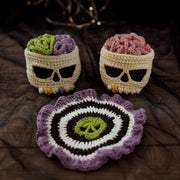 Brainy skull coaster set CROCHET PATTERN