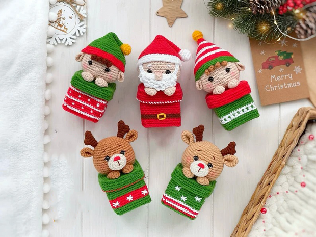 CROCHET PATTERN Christmas ornaments gift boxes