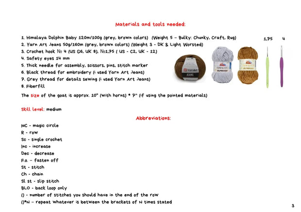 Goat amigurumi pattern