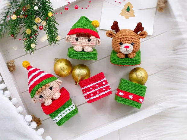 CROCHET PATTERN Christmas ornaments gift boxes