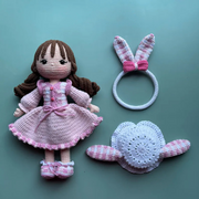 Carol Bunny Crochet Doll Pattern in Gingham Dress