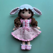 Carol Bunny Crochet Doll Pattern in Gingham Dress