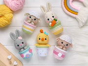 Crochet PATTERN SET Amigurumi Easter animals in pots