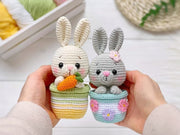 Crochet PATTERN SET Amigurumi Easter animals in pots