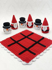 Crochet Tic tac toe, three in a row christmas pattern