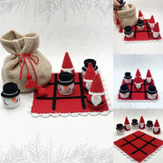 Crochet Tic tac toe, three in a row christmas pattern